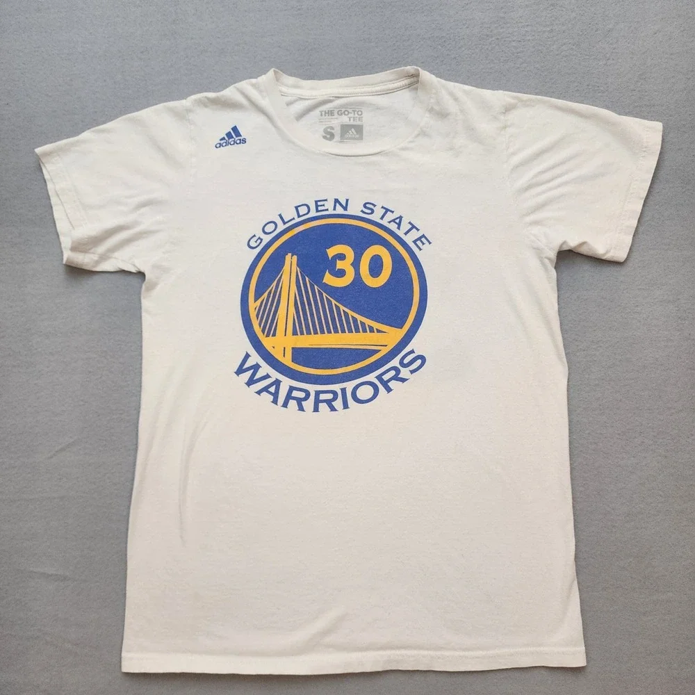 Adidas Golden State Warriors Stephen Curry 30 T-Shirt Mens Small White NBA Tee